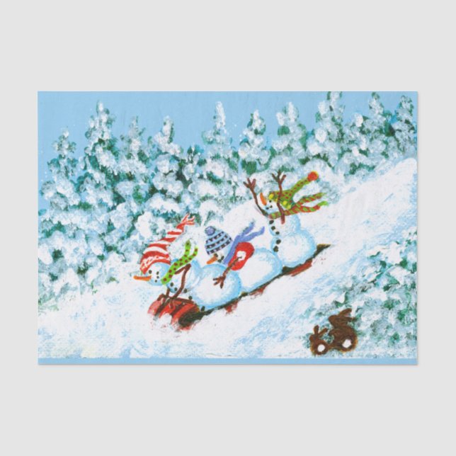 Mousseline Papier de bonhommes de neige de Noël (Recto)