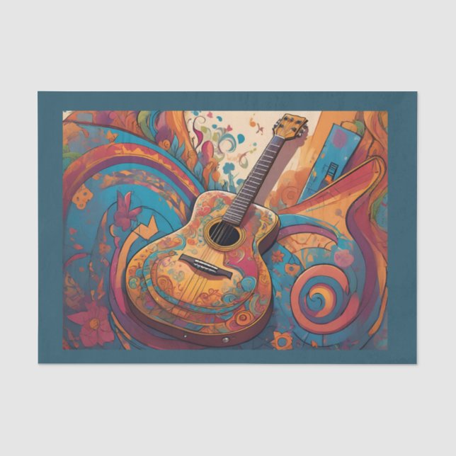 Mousseline Papier de découpage à motif de guitare rétro (Recto)