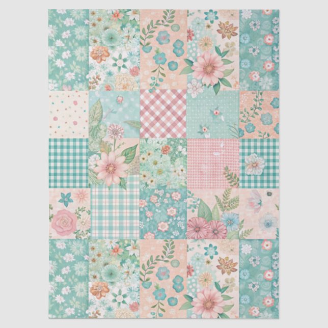 Mousseline Papier de découpage à motif floral patchwork de pr (Recto)