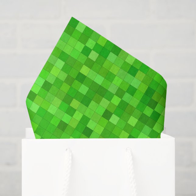 Mousseline Papier de découpage à pixels verts, style bloc de  (Sac cadeau)