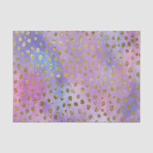 Mousseline Papier de découpage à points d'or, purples et rose