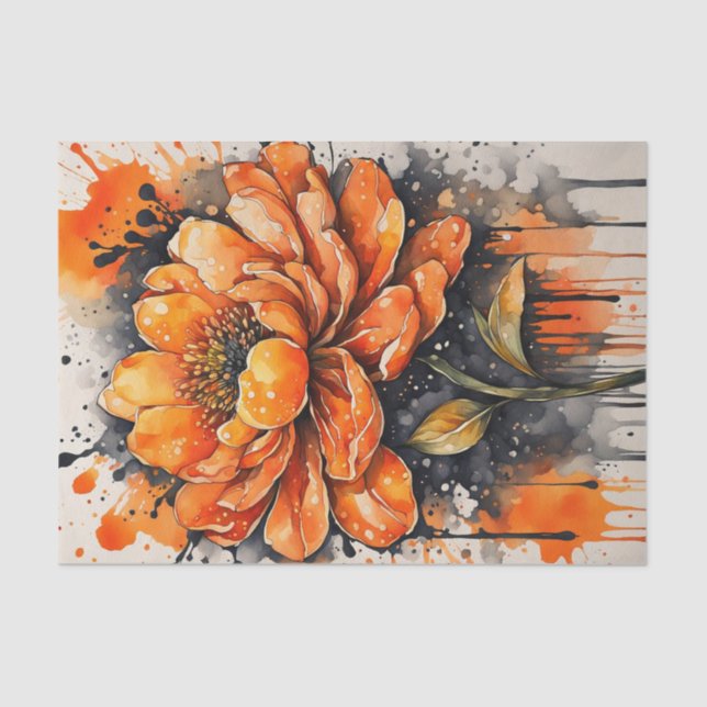 Mousseline Papier de découpage à ressort à fleur orange uniqu (Recto)