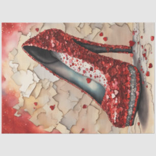 Mousseline Papier de découpage à talon aigu rouge coeur