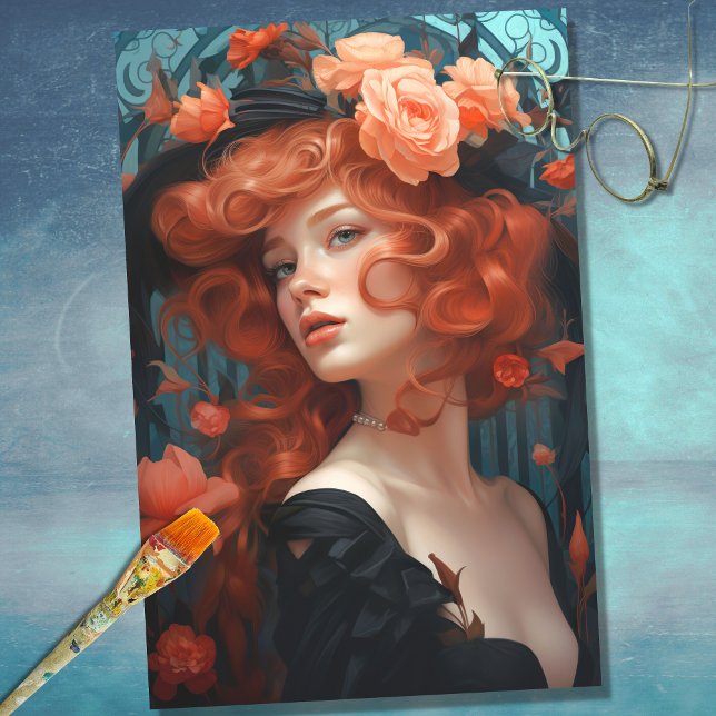 Mousseline Papier de découpage Art Nouveau Femme 2 (Créateur téléchargé)