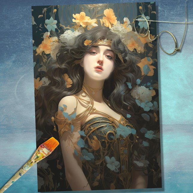 Mousseline Papier de découpage Art Nouveau Femme 3 (Créateur téléchargé)