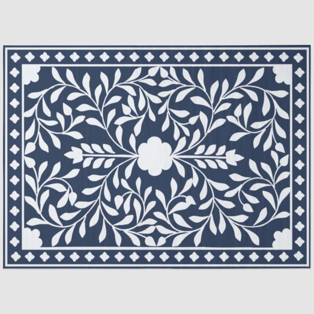 Mousseline Papier de découpage avec incrustation d'os bleu ma (Recto)