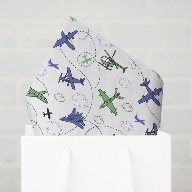 Mousseline Papier de découpage avion hélicoptère, aéronef (Sac cadeau)