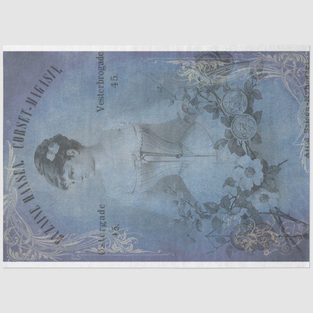 Mousseline Papier de découpage bleu dépoli pour dames (Recto)