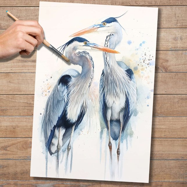 Mousseline Papier de découpage Blue Herons 2 (Créateur téléchargé)