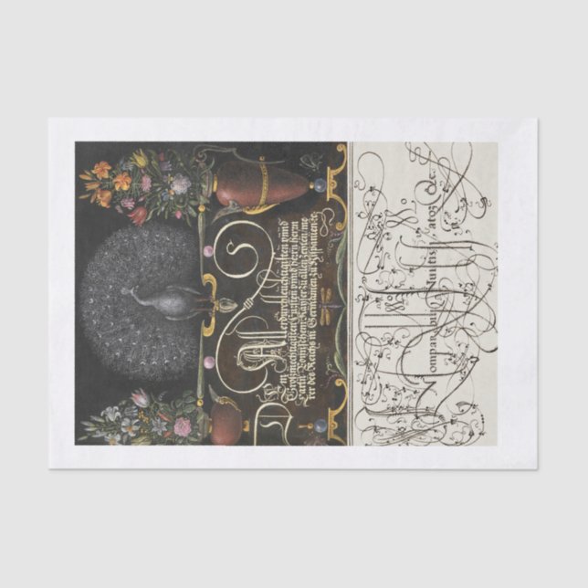 Mousseline Papier de découpage calligraphique Peacock (Recto)