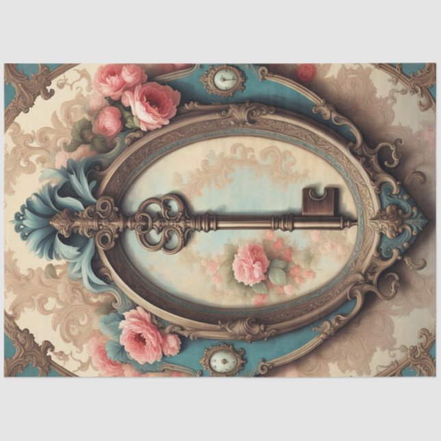 Mousseline Papier de découpage clé Rococo victorien - Rose ro (Recto)