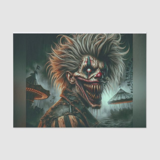 Mousseline Papier de découpage clown d'Halloween effrayant (Recto)