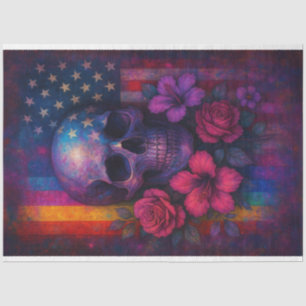 Mousseline Papier de découpage crâne & fleurs & drapeaux - LG