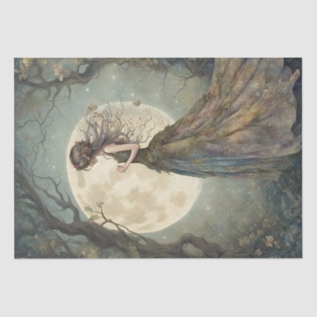 Mousseline Papier de découpage de dame lunaire (Recto)