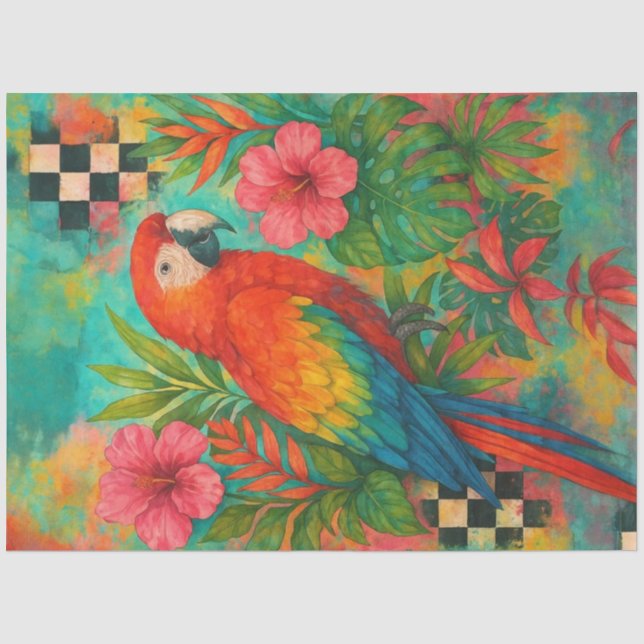 Mousseline Papier de découpage de Macao Tropical - Perroquet  (Recto)