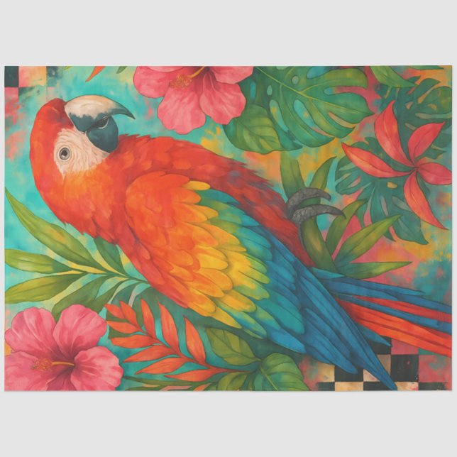 Mousseline Papier de découpage de Macao Tropical - Perroquet  (Recto)