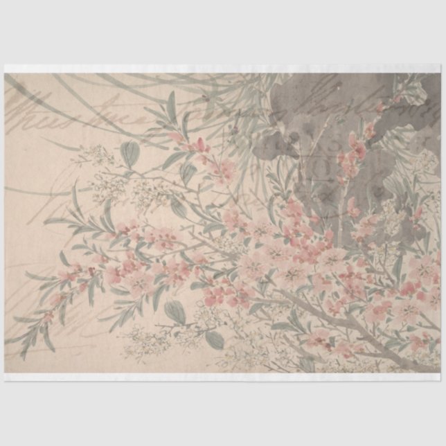 Mousseline Papier de découpage de meubles en Ephemera floral (Recto)