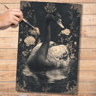 Mousseline Papier de découpage de Swan noir 1