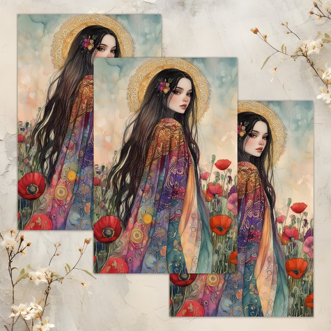 MOUSSELINE PAPIER DE DÉCOUPAGE DE TISSU DE DÉCOUPAGE DES GODD (SPRING GODDESS DECOUPAGE TISSUE PAPER)