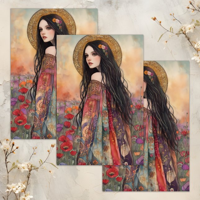 MOUSSELINE PAPIER DE DÉCOUPAGE DE TISSU DE DÉCOUPAGE DES GODD (SPRING GODDESS DECOUPAGE TISSUE PAPER)