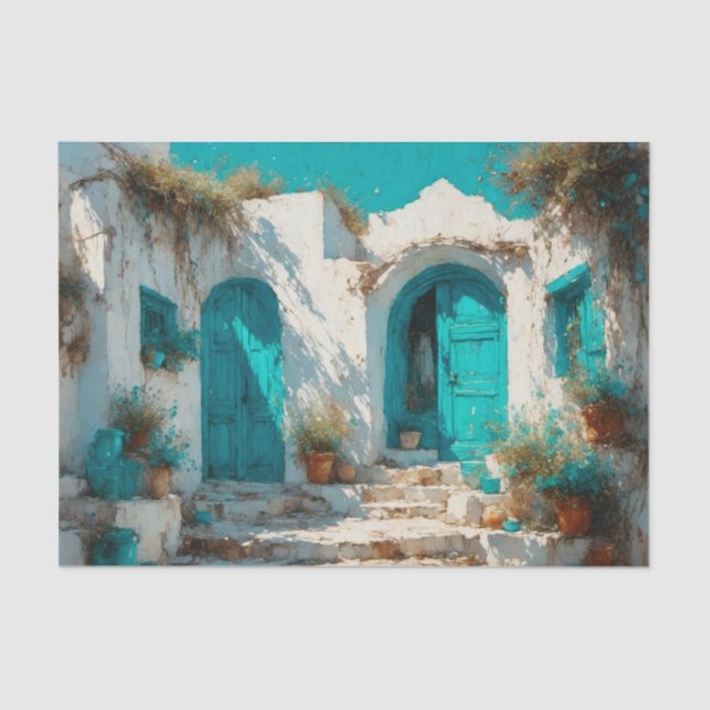 Mousseline Papier de découpage de vacances Sunny Santorini (Recto)