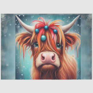 Mousseline Papier de découpage de vaches Highland Orament ble