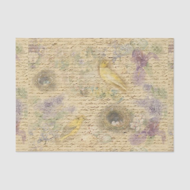 Mousseline Papier de découpage des oiseaux de Pâques jaunes (Recto)