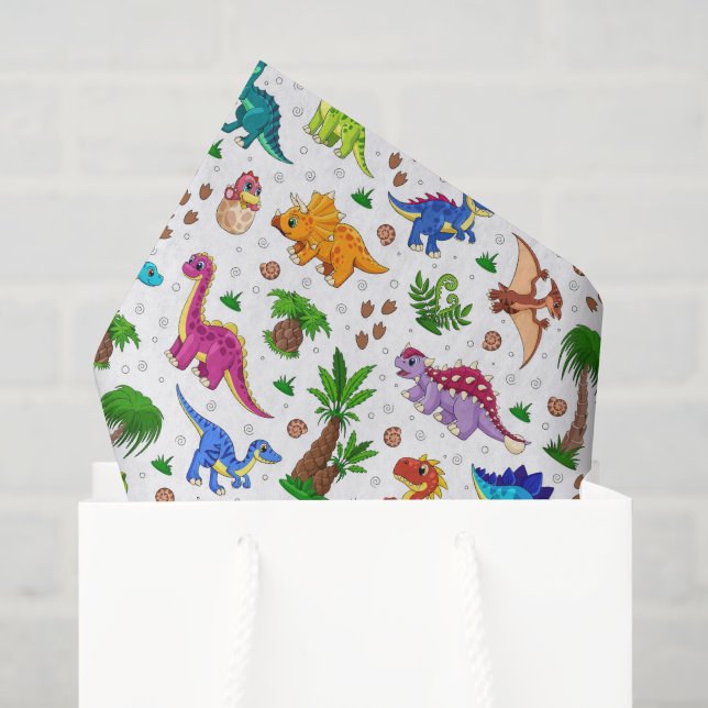 Mousseline Papier de découpage dinosaure, mouchoir d'annivers (Sac cadeau)
