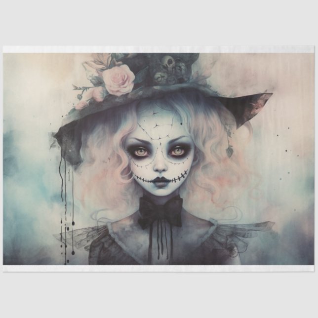Mousseline Papier de découpage éffrayant fille 5 (Recto)