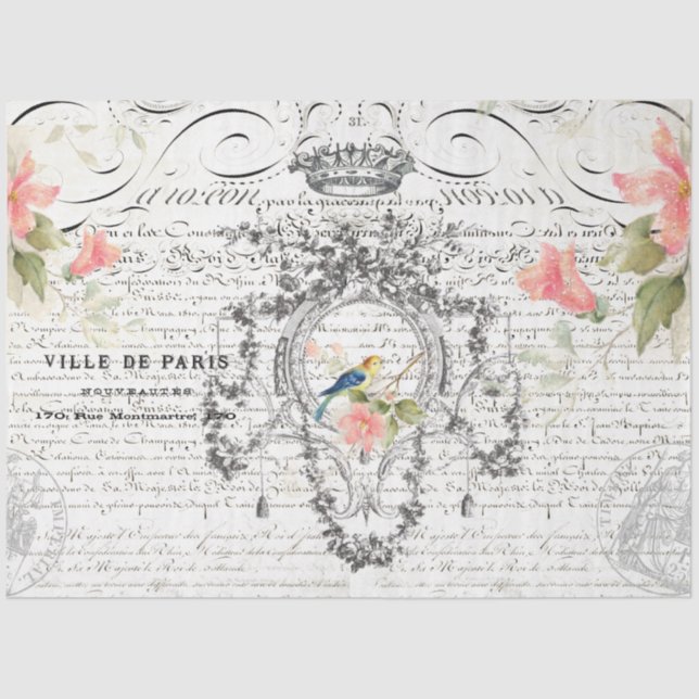 Mousseline Papier de découpage Ephemera d'oiseaux (Recto)