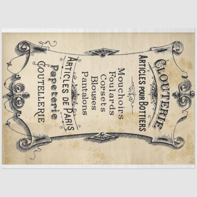 Mousseline Papier de découpage Étiquette Clouterie (Recto)