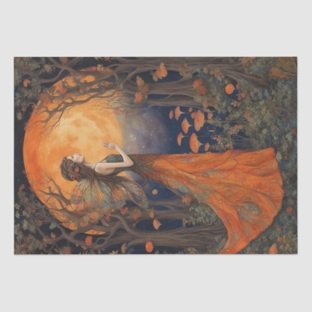 Mousseline Papier de découpage fée d'automne enchaîné (Recto)