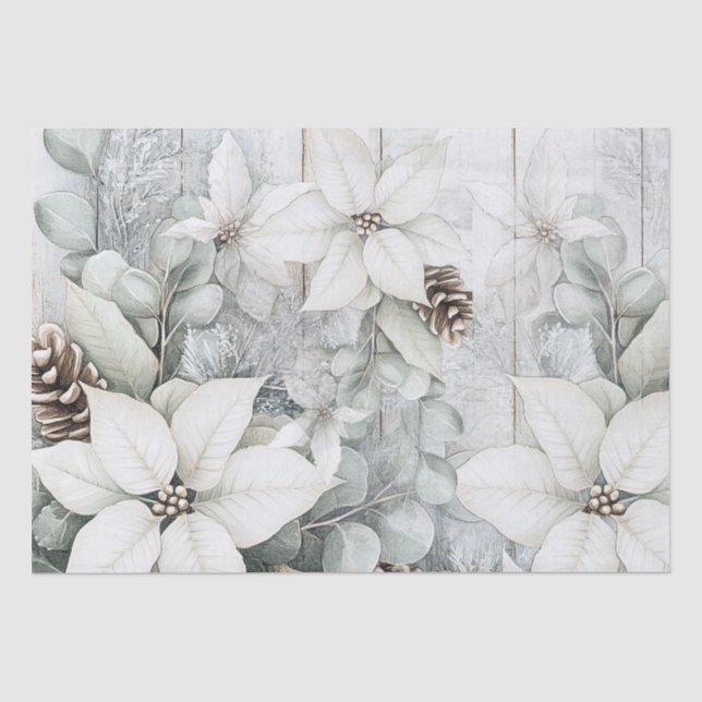 Mousseline Papier de découpage Fleurs hivernales blanches en  (Recto)