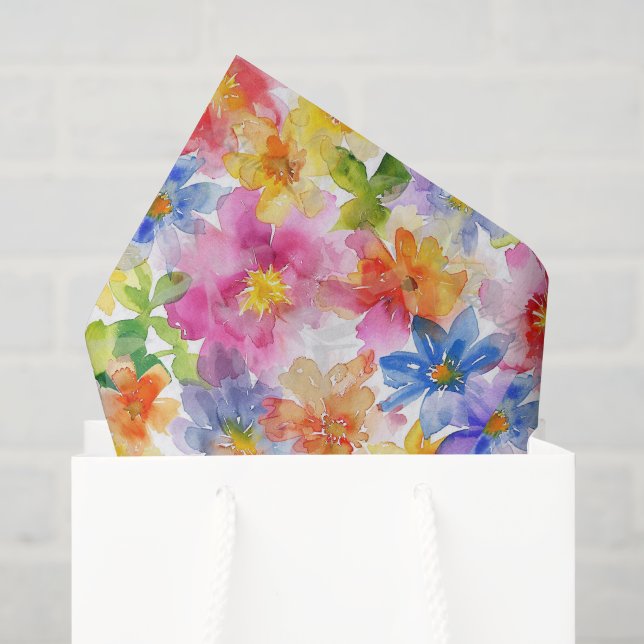 Mousseline Papier de découpage floral arc-en-ciel (Sac cadeau)