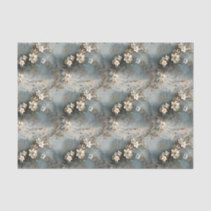 Mousseline Papier de découpage floral Dusty Blue et Ivory Sha