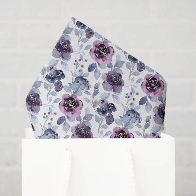 Mousseline Papier de découpage floral violet, fleurs de lavan (Sac cadeau)