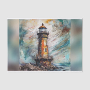 Mousseline Papier de découpage Moody Watercolor Lighthouse