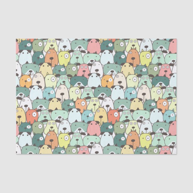 Mousseline Papier de découpage Motif de chien coloré (Recto)