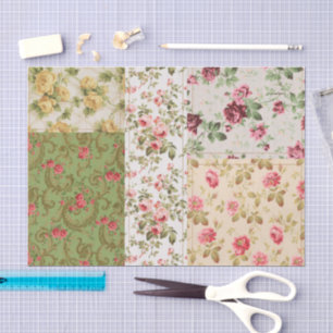 Mousseline Papier de découpage Motif Rose Patchwork