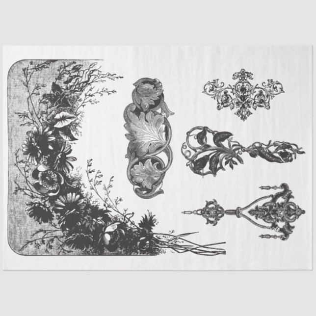 Mousseline Papier de découpage multinoir et blanc (Recto)