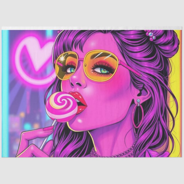 Mousseline Papier de découpage Neon Lollipop | Papier Moussel (Recto)