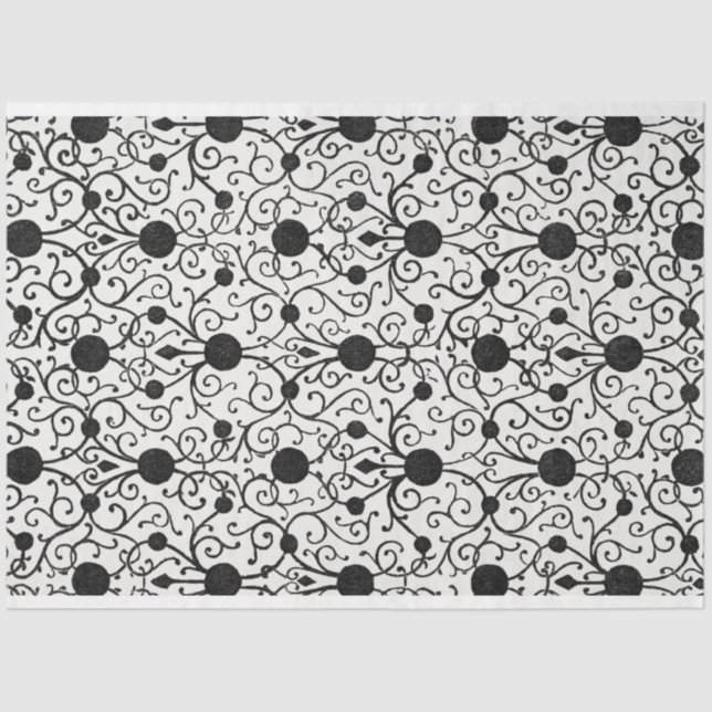 Mousseline Papier de découpage noir et blanc (Recto)