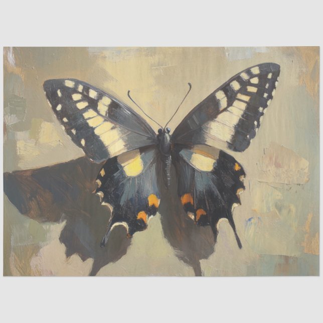 Mousseline Papier de découpage papillon noir et jaune (Recto)