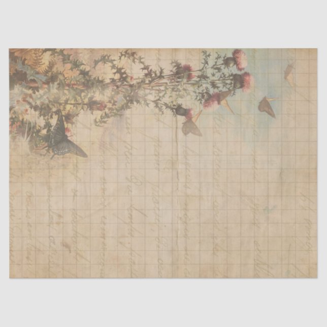 Mousseline Papier de découpage papillons et chardons (Recto)