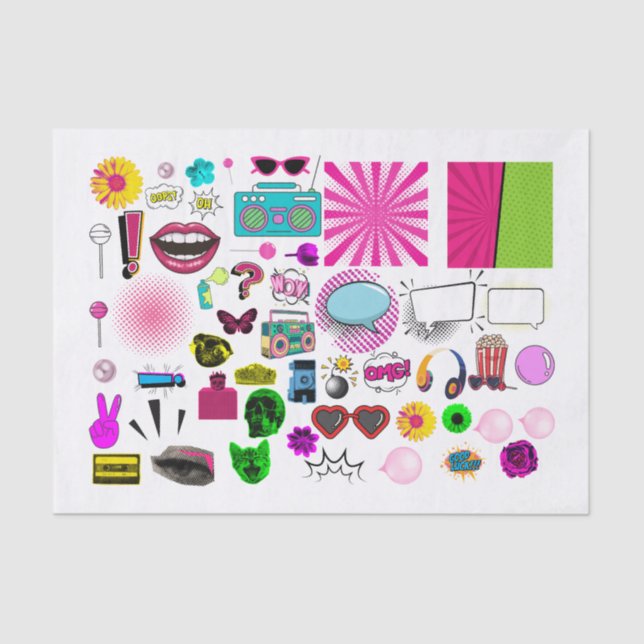 Mousseline Papier de découpage Pop Art et Comic Images (Recto)