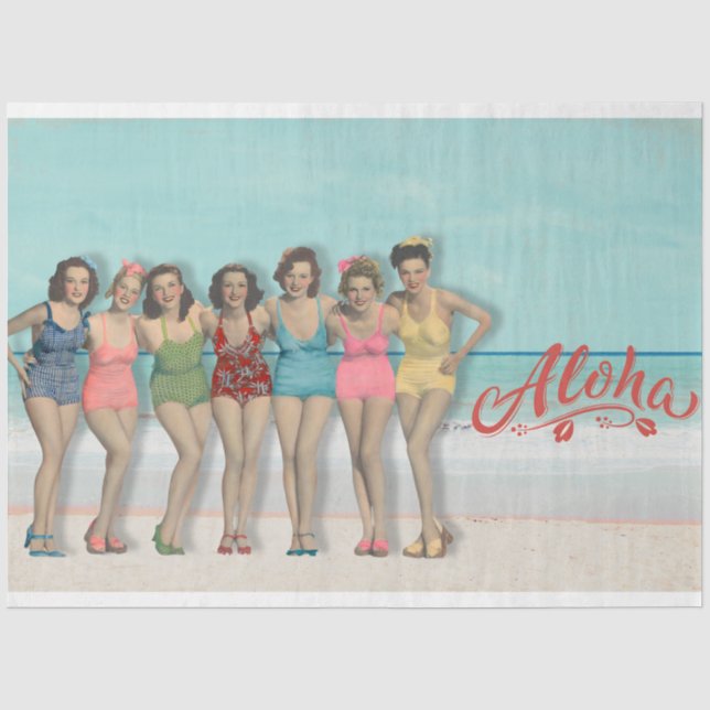 Mousseline Papier de découpage Rétro Bathing Beauties  (Recto)