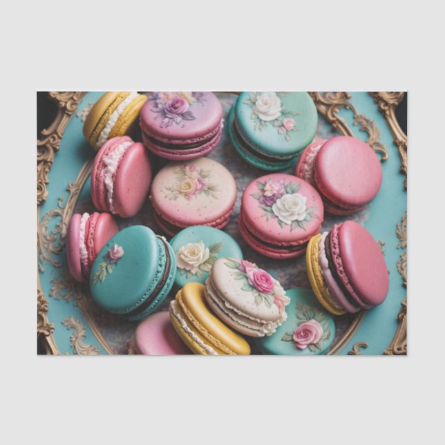 Mousseline Papier de découpage Rococo French Macarons 3 (Recto)