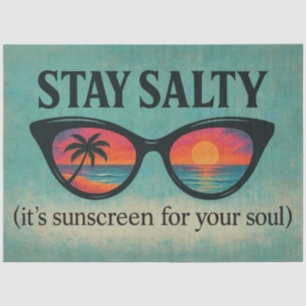 Mousseline Papier de découpage "Stay Salty" Retro Beach Sunse