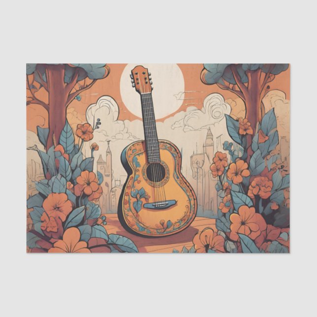 Mousseline Papier de découpage tissue Guitare Funky (Recto)