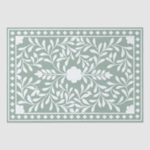 Papier de découpage traditionnel vert sauge avec i
